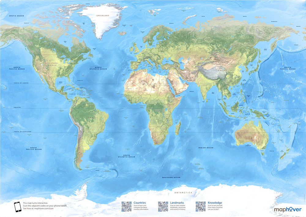 Interactive world map poster | Maphover Interactive World Maps
